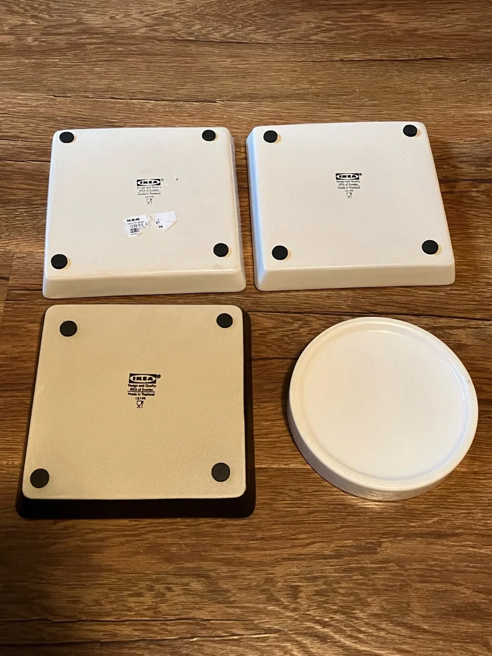 IKEA Square Ceramic Tray Set of 3 Pieces 5-3/4” & Around Tray 5”